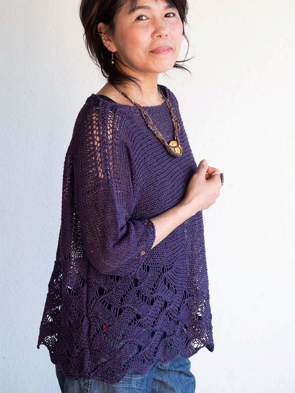 Woven Shadows Eyelet Lace Pullover Knitting Pattern – DanDoh